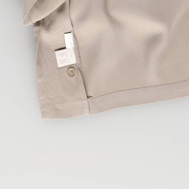 Perry Ellis PERRY ELLIS Short Sleeve Open Collar Silk Shirt Box Shirt Men's L Size silk Beige type Vintage Second Hand