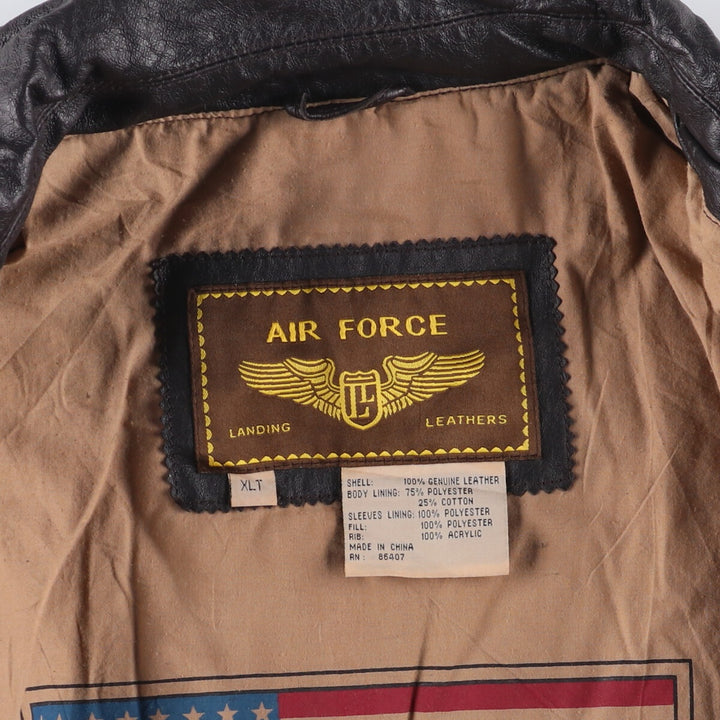 AIR FORCE A-2 Type Padded Leather Flight Jacket, Men's Size XL genuine leather black type Vintage Second Hand
