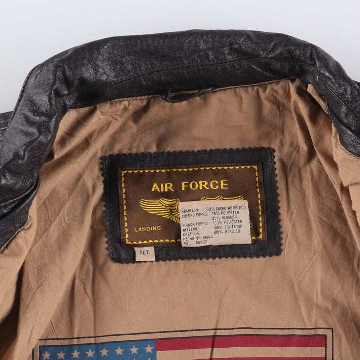 AIR FORCE A-2 Type Padded Leather Flight Jacket, Men's Size XL genuine leather black type Vintage Second Hand