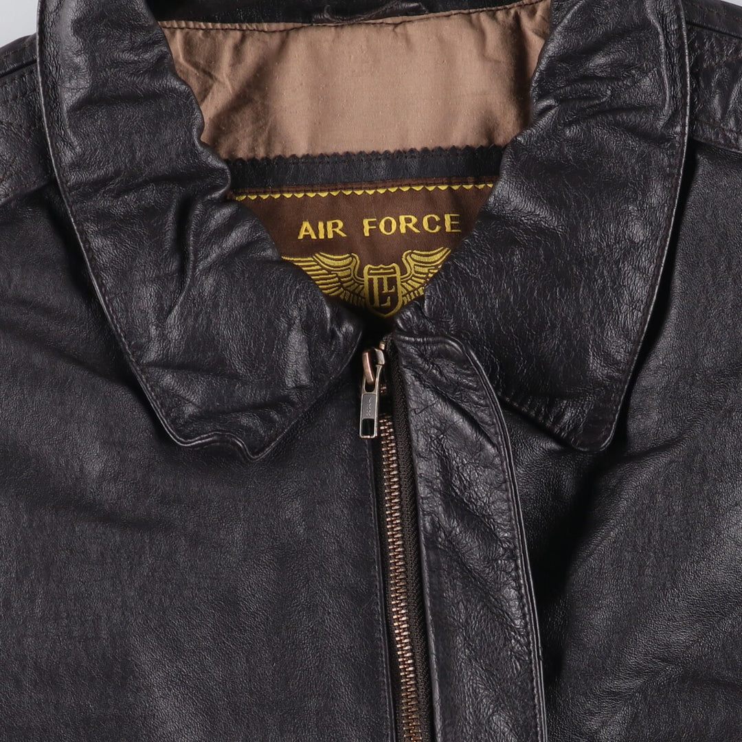AIR FORCE A-2 Type Padded Leather Flight Jacket, Men's Size XL genuine leather black type Vintage Second Hand