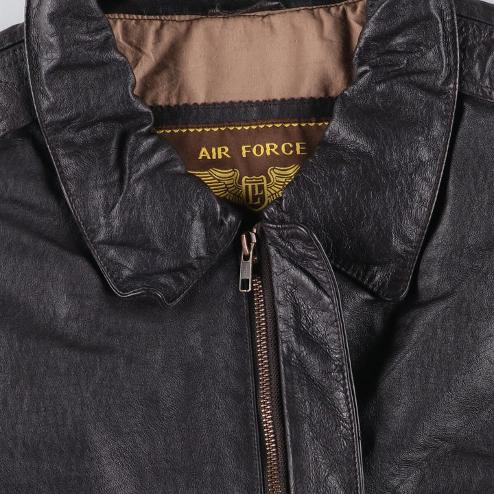 AIR FORCE A-2 Type Padded Leather Flight Jacket, Men's Size XL genuine leather black type Vintage Second Hand