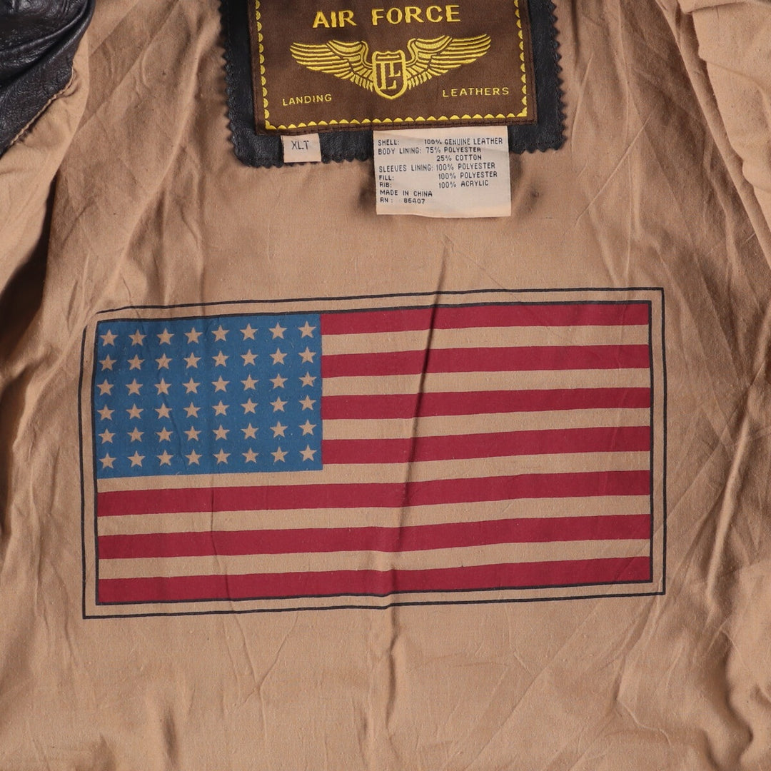 AIR FORCE A-2 Type Padded Leather Flight Jacket, Men's Size XL genuine leather black type Vintage Second Hand