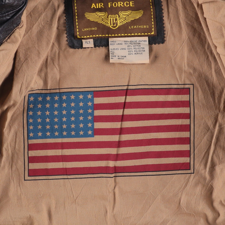 AIR FORCE A-2 Type Padded Leather Flight Jacket, Men's Size XL genuine leather black type Vintage Second Hand