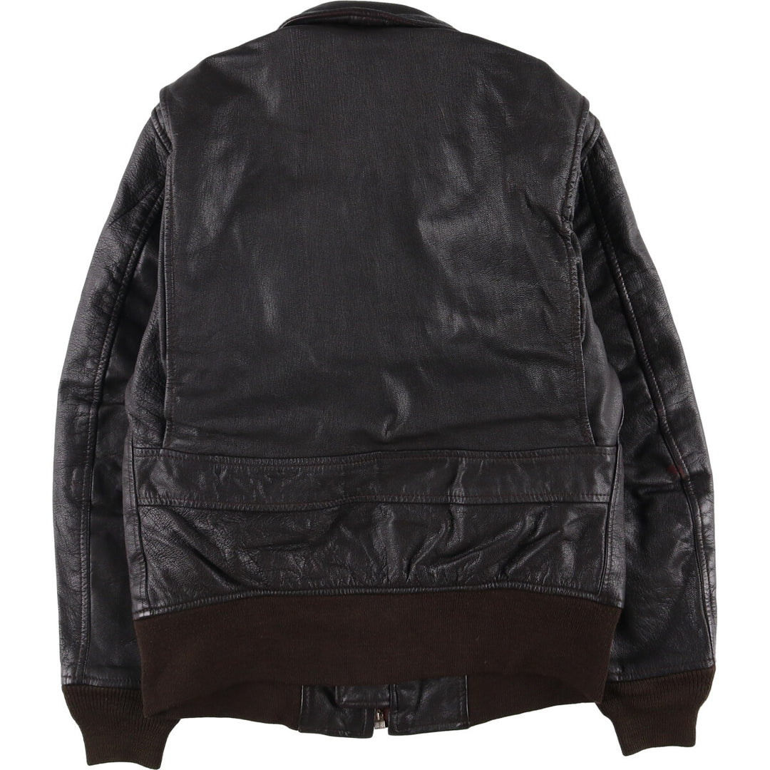 AVIREX G-2 Type US NAVY Leather Flight Jacket, Made in USA, Men's Size M genuine leather black type Vintage Second Hand