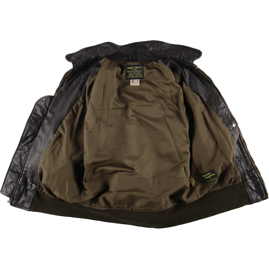 AVIREX G-2 Type US NAVY Leather Flight Jacket, Made in USA, Men's Size M genuine leather black type Vintage Second Hand