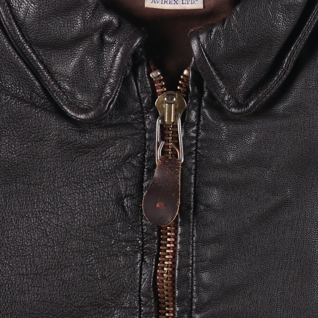 AVIREX G-2 Type US NAVY Leather Flight Jacket, Made in USA, Men's Size M genuine leather black type Vintage Second Hand