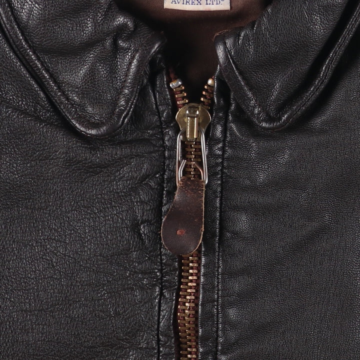 AVIREX G-2 Type US NAVY Leather Flight Jacket, Made in USA, Men's Size M genuine leather black type Vintage Second Hand