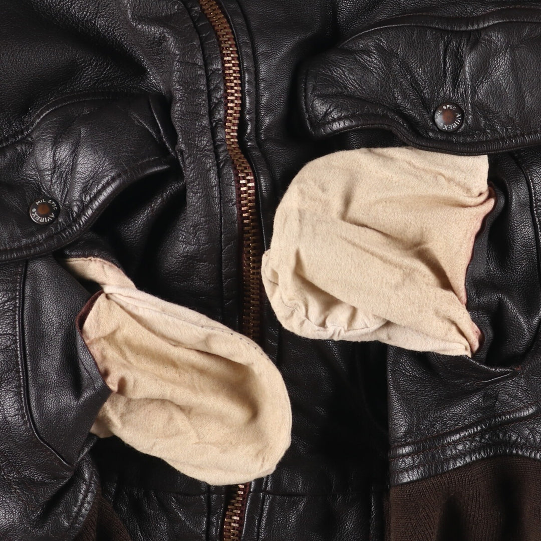AVIREX G-2 Type US NAVY Leather Flight Jacket, Made in USA, Men's Size M genuine leather black type Vintage Second Hand
