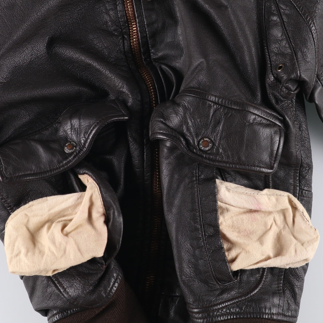 AVIREX G-2 Type US NAVY Leather Flight Jacket, Made in USA, Men's Size M genuine leather black type Vintage Second Hand