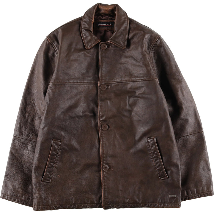 Pierre Cardin Leather blouson type Men's size L genuine leather brown type Vintage Second Hand