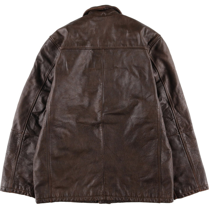 Pierre Cardin Leather blouson type Men's size L genuine leather brown type Vintage Second Hand