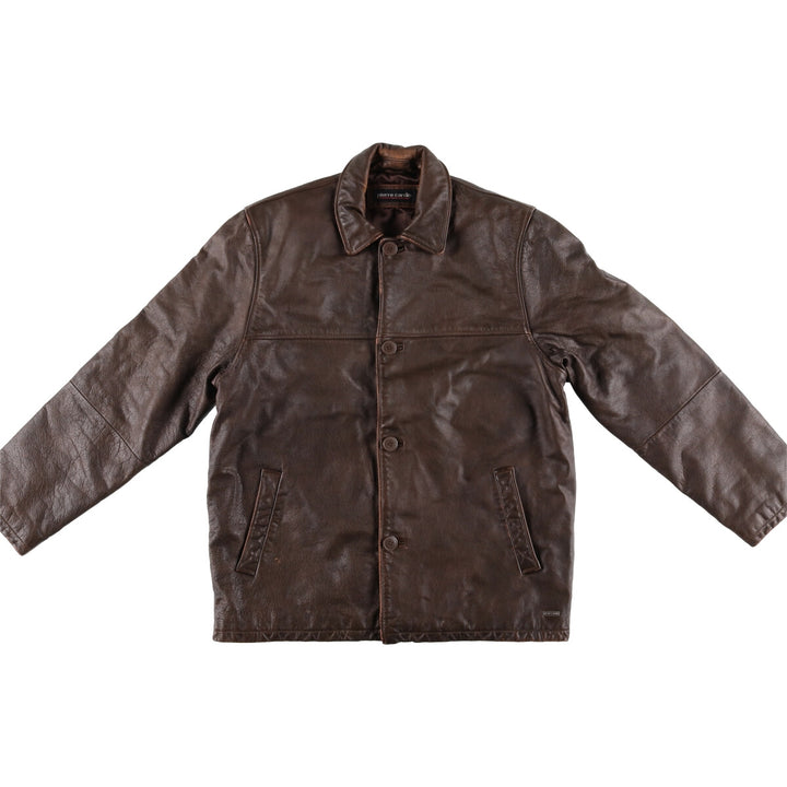 Pierre Cardin Leather blouson type Men's size L genuine leather brown type Vintage Second Hand