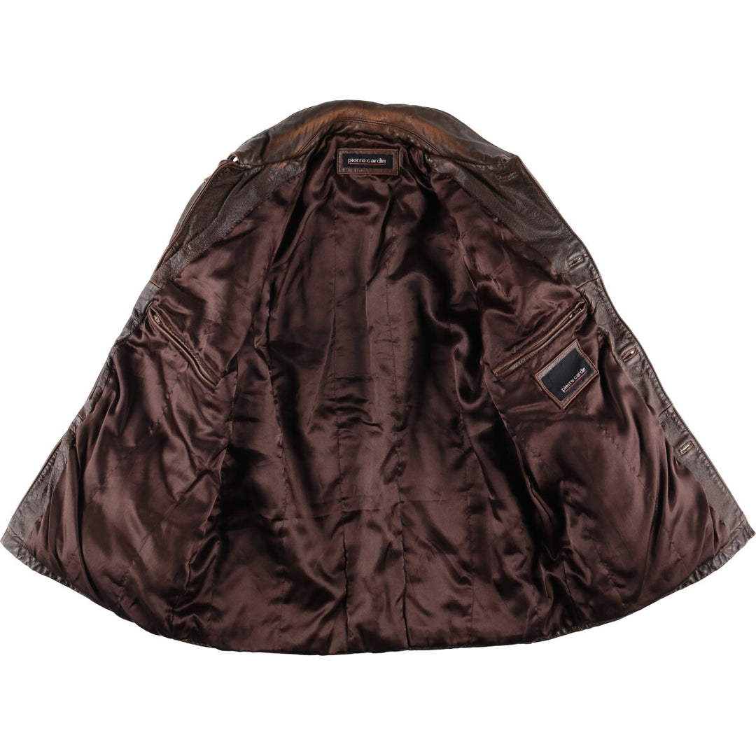 Pierre Cardin Leather blouson type Men's size L genuine leather brown type Vintage Second Hand