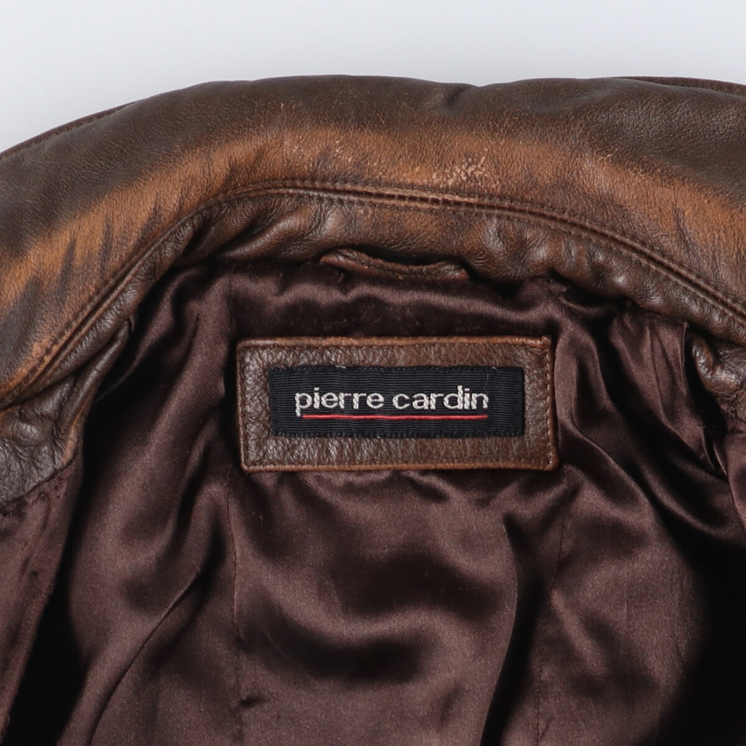 Pierre Cardin Leather blouson type Men's size L genuine leather brown type Vintage Second Hand