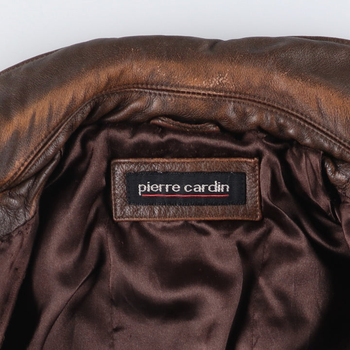 Pierre Cardin Leather blouson type Men's size L genuine leather brown type Vintage Second Hand