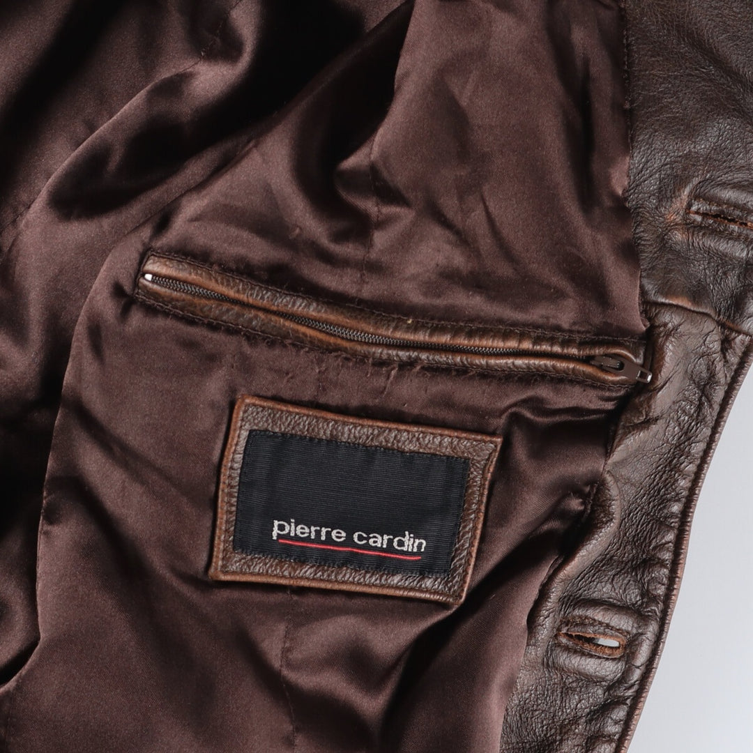Pierre Cardin Leather blouson type Men's size L genuine leather brown type Vintage Second Hand
