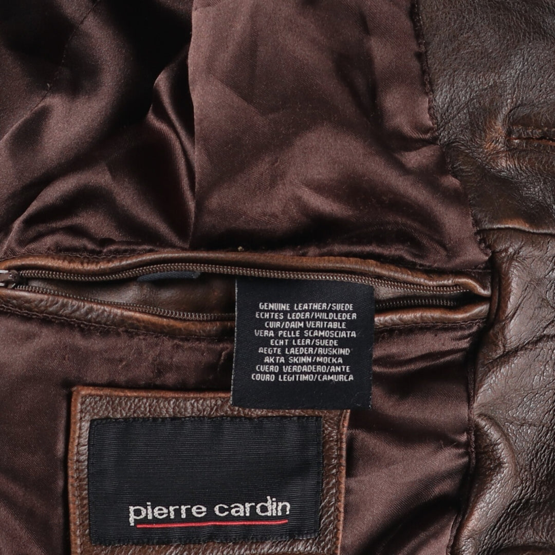 Pierre Cardin Leather blouson type Men's size L genuine leather brown type Vintage Second Hand