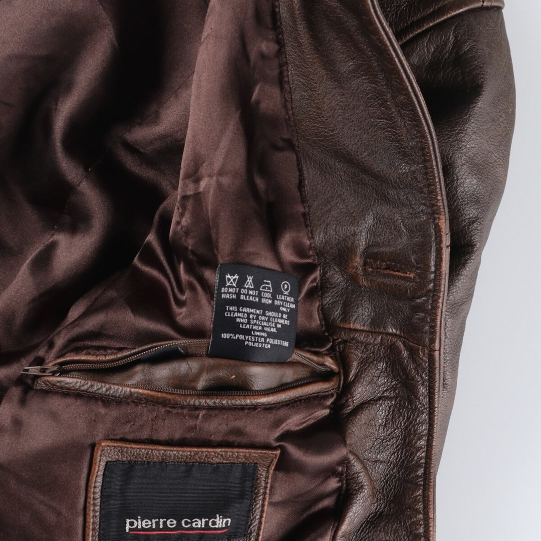 Pierre Cardin Leather blouson type Men's size L genuine leather brown type Vintage Second Hand