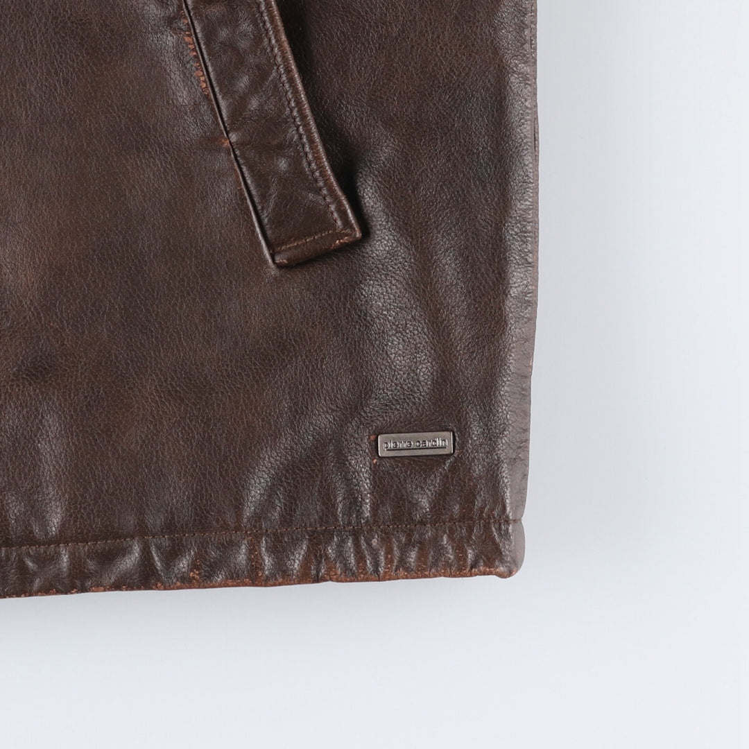 Pierre Cardin Leather blouson type Men's size L genuine leather brown type Vintage Second Hand