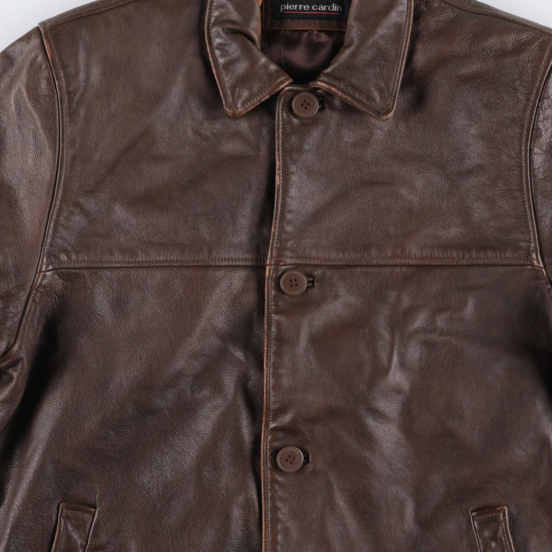 Pierre Cardin Leather blouson type Men's size L genuine leather brown type Vintage Second Hand