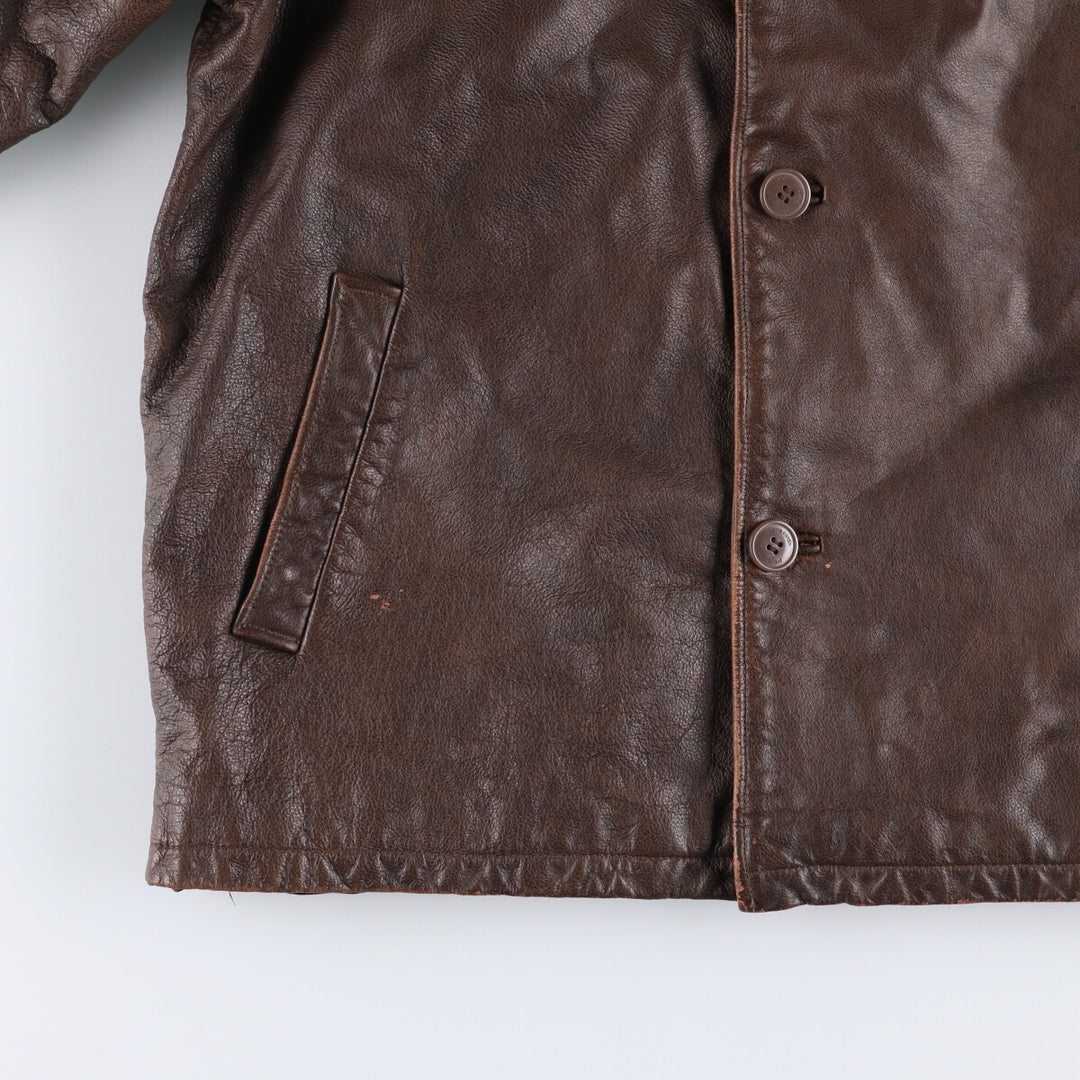 Pierre Cardin Leather blouson type Men's size L genuine leather brown type Vintage Second Hand