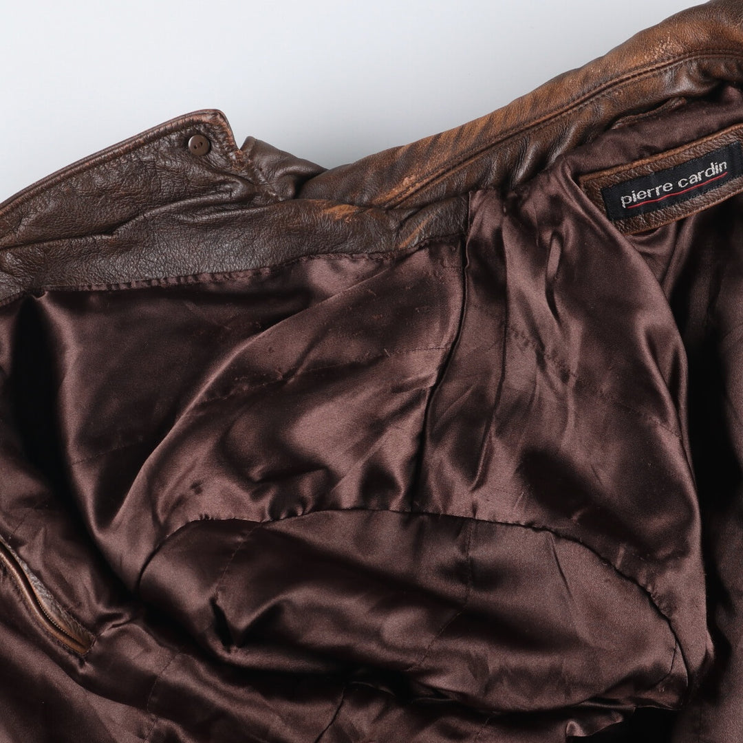 Pierre Cardin Leather blouson type Men's size L genuine leather brown type Vintage Second Hand
