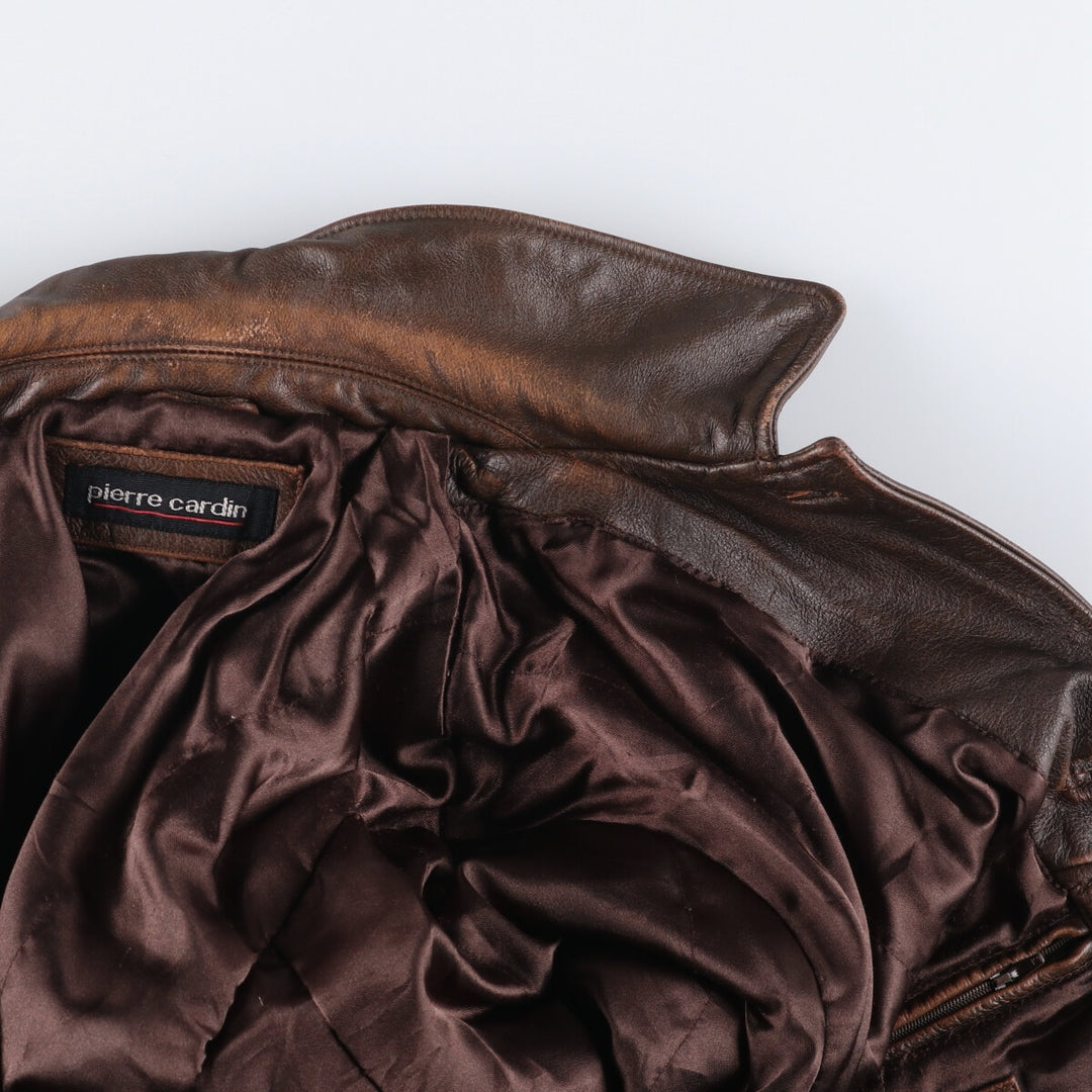 Pierre Cardin Leather blouson type Men's size L genuine leather brown type Vintage Second Hand