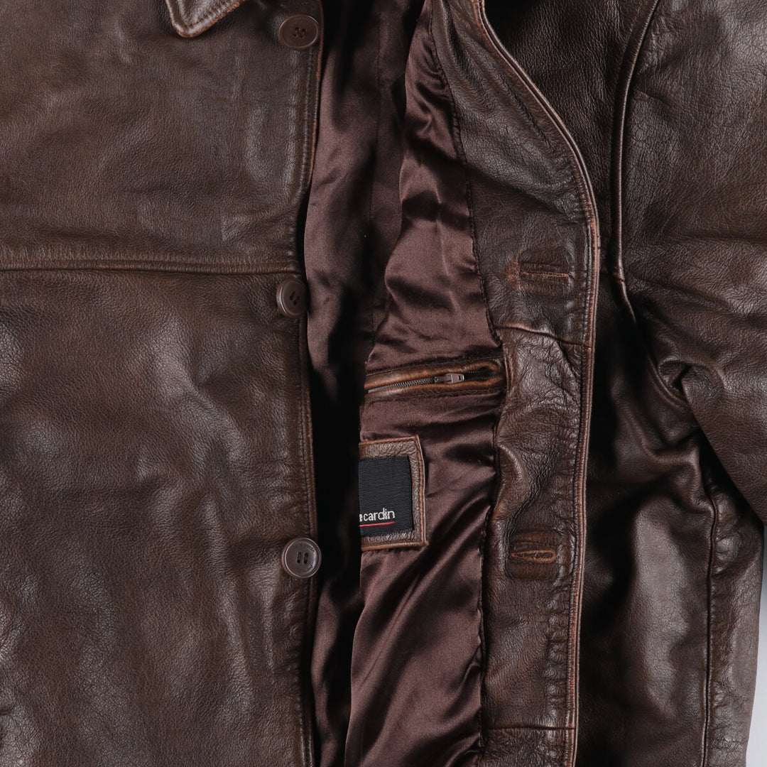 Pierre Cardin Leather blouson type Men's size L genuine leather brown type Vintage Second Hand