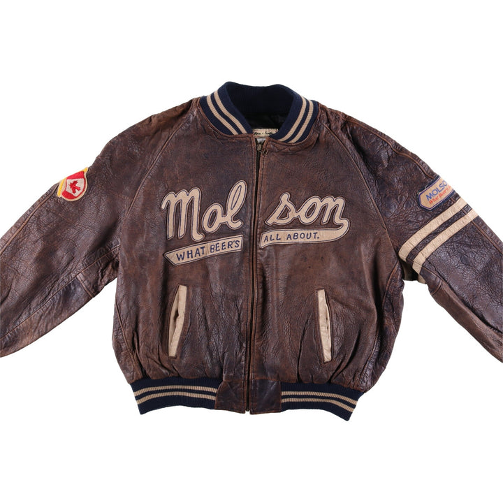 Plain Simple Clothing Company Leather Blouson, Made in Canada, Men's Size L genuine leather brown type Vintage Second Hand