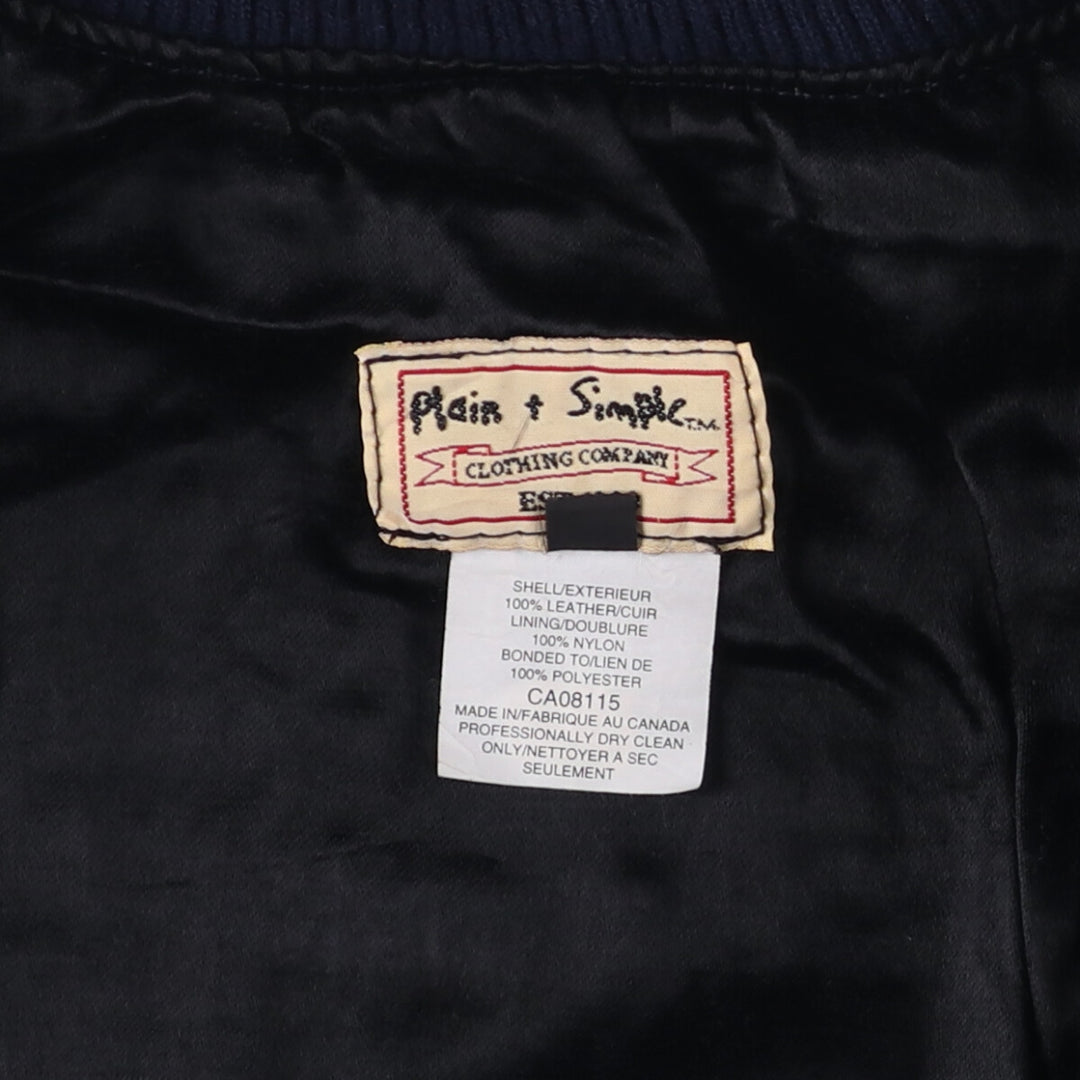 Plain Simple Clothing Company Leather Blouson, Made in Canada, Men's Size L genuine leather brown type Vintage Second Hand