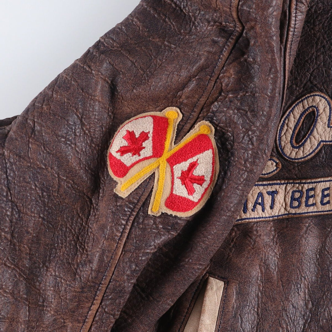 Plain Simple Clothing Company Leather Blouson, Made in Canada, Men's Size L genuine leather brown type Vintage Second Hand