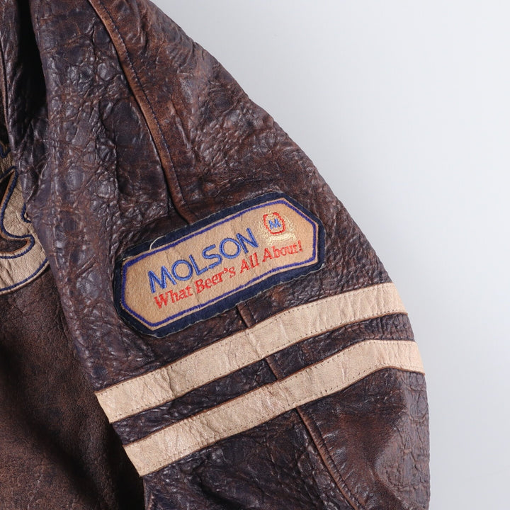 Plain Simple Clothing Company Leather Blouson, Made in Canada, Men's Size L genuine leather brown type Vintage Second Hand