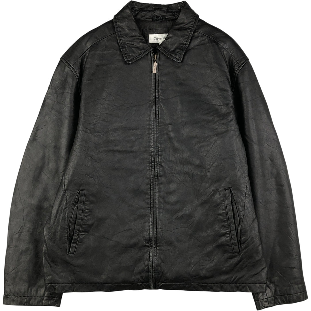 2000s~ Calvin Klein Swing Top Leather Blouson, Men's Size L genuine leather black type Vintage Second Hand