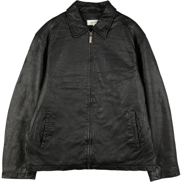 2000s~ Calvin Klein Swing Top Leather Blouson, Men's Size L genuine leather black type Vintage Second Hand