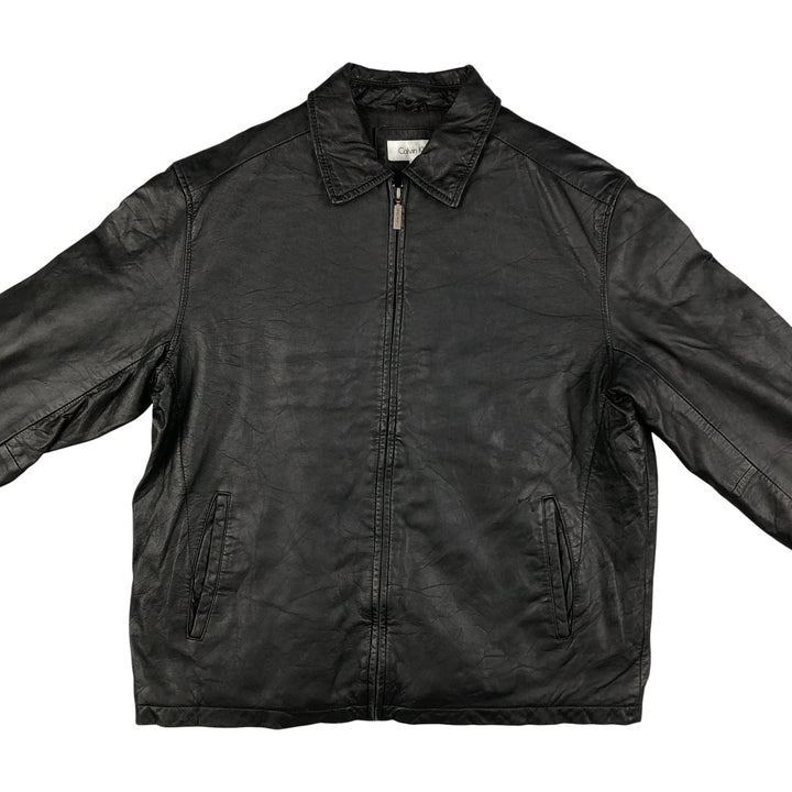 2000s~ Calvin Klein Swing Top Leather Blouson, Men's Size L genuine leather black type Vintage Second Hand