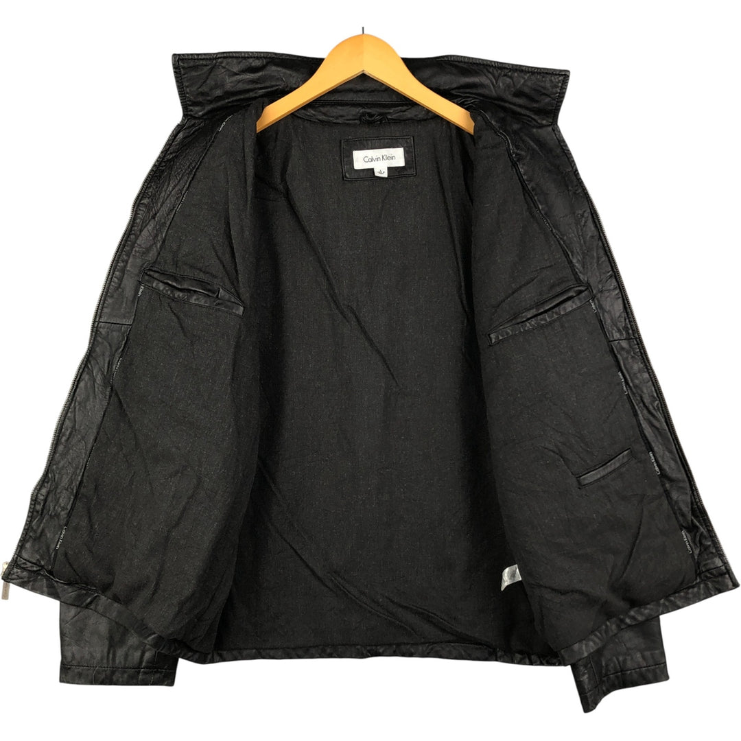 2000s~ Calvin Klein Swing Top Leather Blouson, Men's Size L genuine leather black type Vintage Second Hand