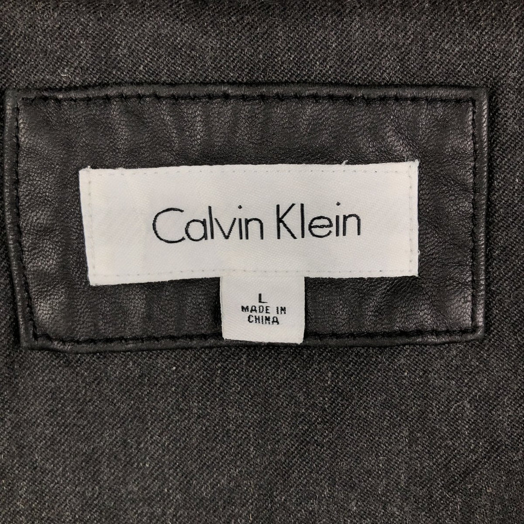 2000s~ Calvin Klein Swing Top Leather Blouson, Men's Size L genuine leather black type Vintage Second Hand