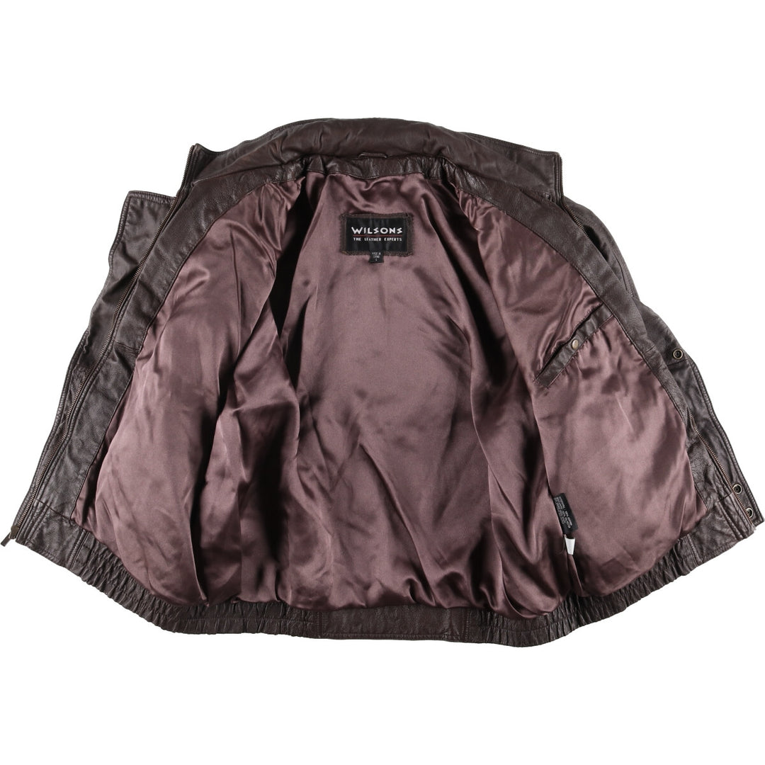 WILSONS THE LEATHER EXPERTS Padded Leather Blouson, Men's Size L genuine leather brown type Vintage Second Hand