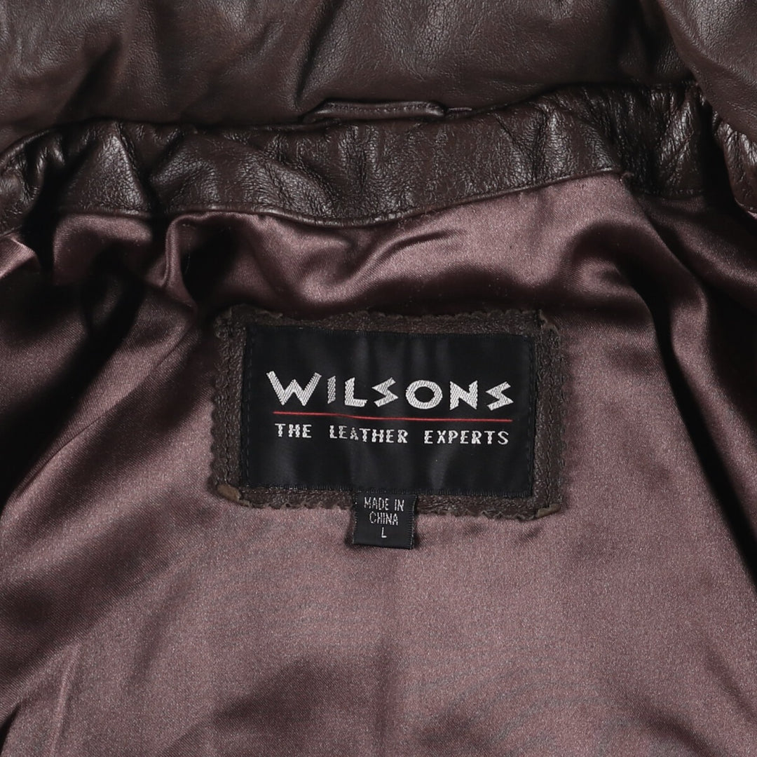 WILSONS THE LEATHER EXPERTS Padded Leather Blouson, Men's Size L genuine leather brown type Vintage Second Hand