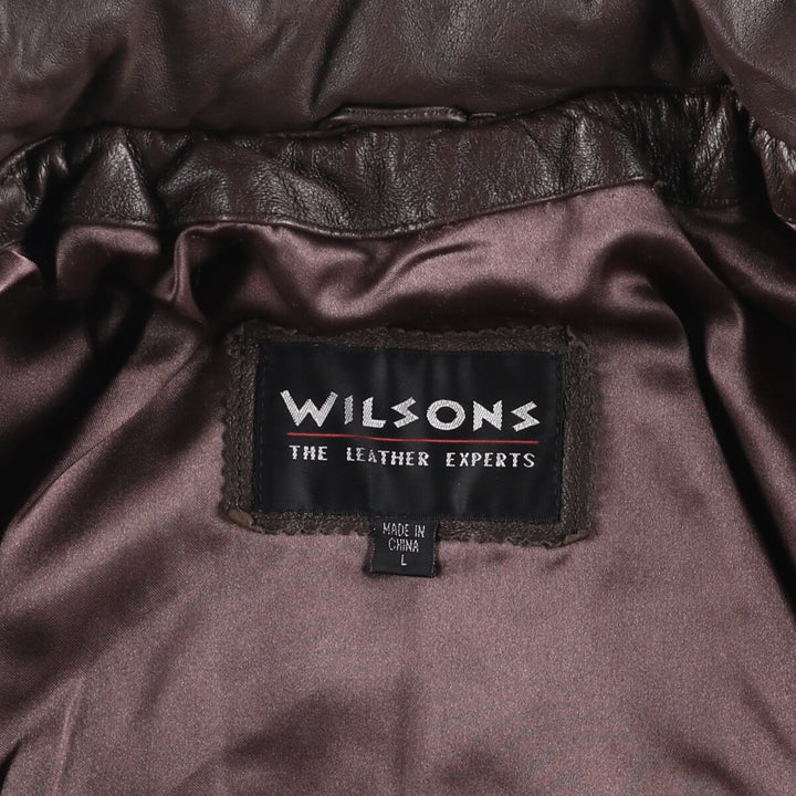 WILSONS THE LEATHER EXPERTS Padded Leather Blouson, Men's Size L genuine leather brown type Vintage Second Hand