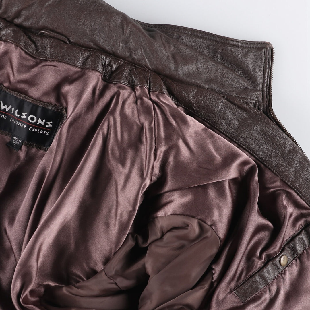 WILSONS THE LEATHER EXPERTS Padded Leather Blouson, Men's Size L genuine leather brown type Vintage Second Hand