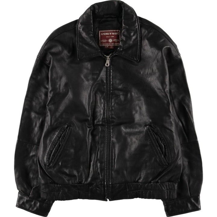 ANDREW MARC Vintage Swing-Top Leather Blouson, Men's Size L genuine leather black type Vintage Second Hand