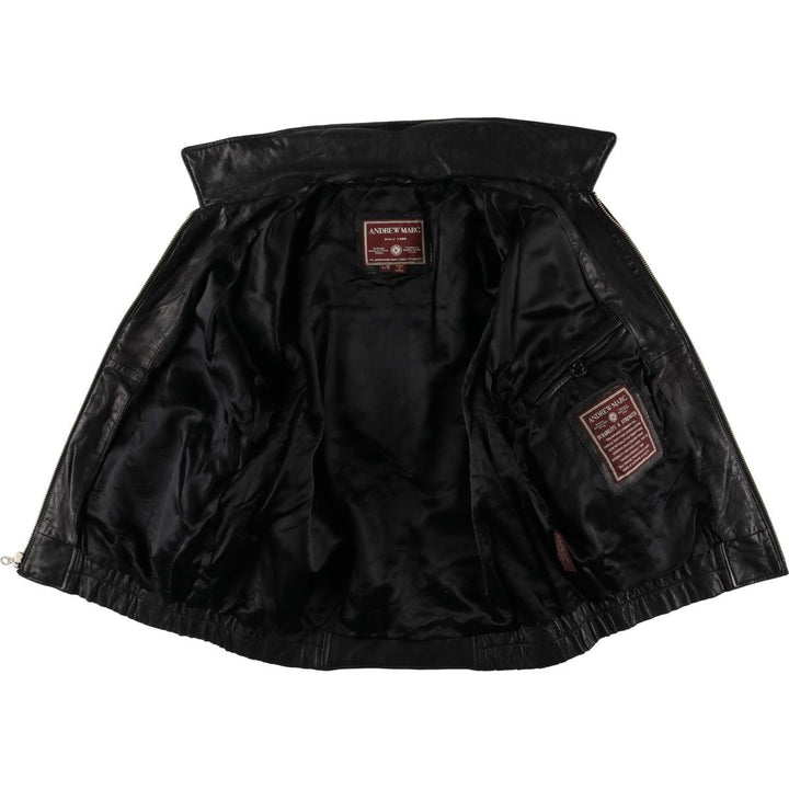 ANDREW MARC Vintage Swing-Top Leather Blouson, Men's Size L genuine leather black type Vintage Second Hand