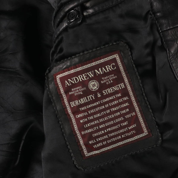 ANDREW MARC Vintage Swing-Top Leather Blouson, Men's Size L genuine leather black type Vintage Second Hand