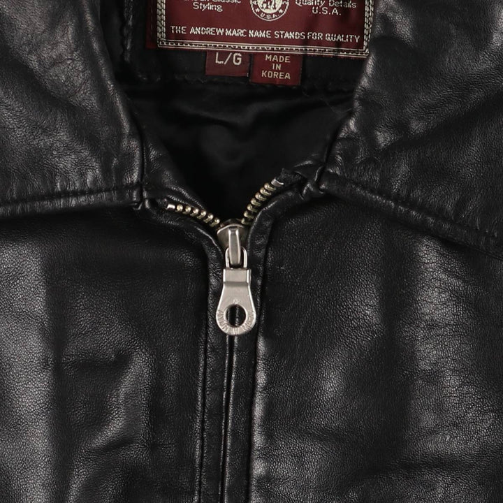 ANDREW MARC Vintage Swing-Top Leather Blouson, Men's Size L genuine leather black type Vintage Second Hand
