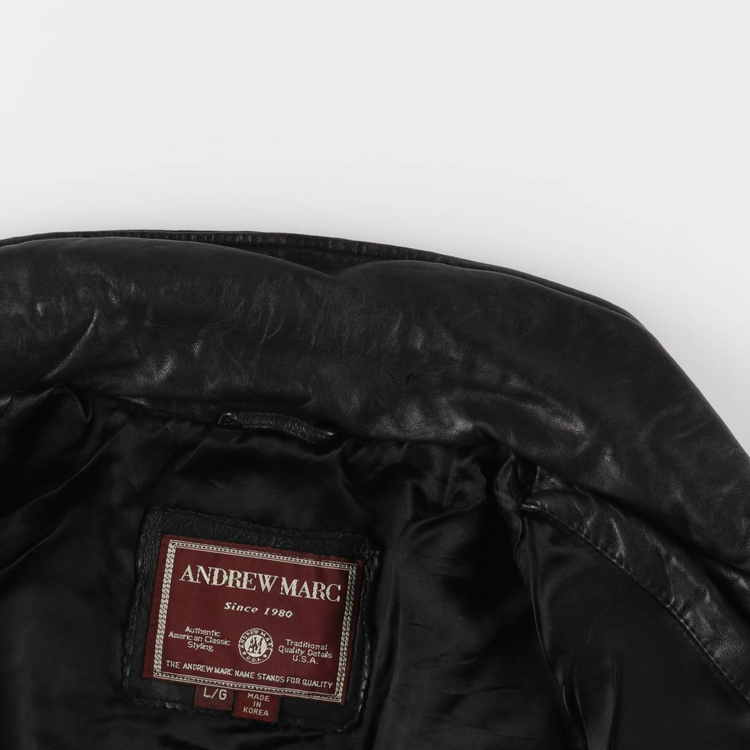 ANDREW MARC Vintage Swing-Top Leather Blouson, Men's Size L genuine leather black type Vintage Second Hand