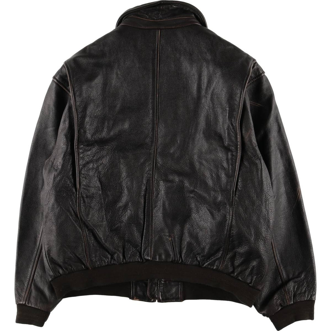 St. John's Bay Padded Swing-Top Leather Blouson, Men's Size M genuine leather brown type Vintage Second Hand