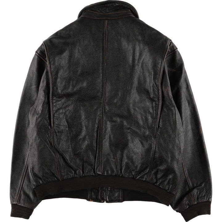 St. John's Bay Padded Swing-Top Leather Blouson, Men's Size M genuine leather brown type Vintage Second Hand