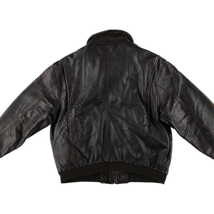 St. John's Bay Padded Swing-Top Leather Blouson, Men's Size M genuine leather brown type Vintage Second Hand