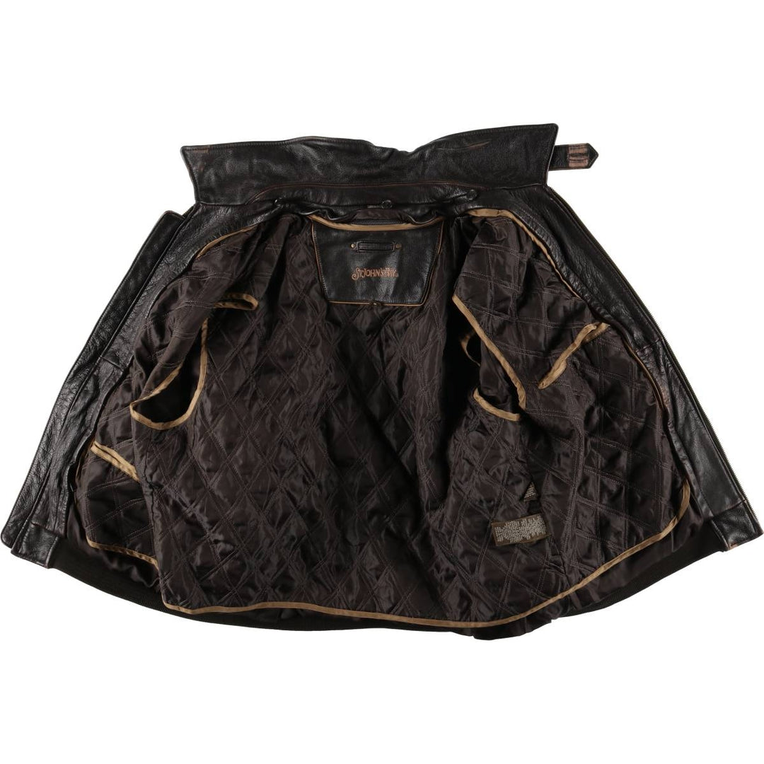 St. John's Bay Padded Swing-Top Leather Blouson, Men's Size M genuine leather brown type Vintage Second Hand